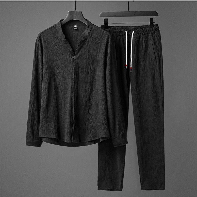 Chinese Style Tang Suit Long Sleeve T-shirt Plus Size Two-piece Suit - DripNation