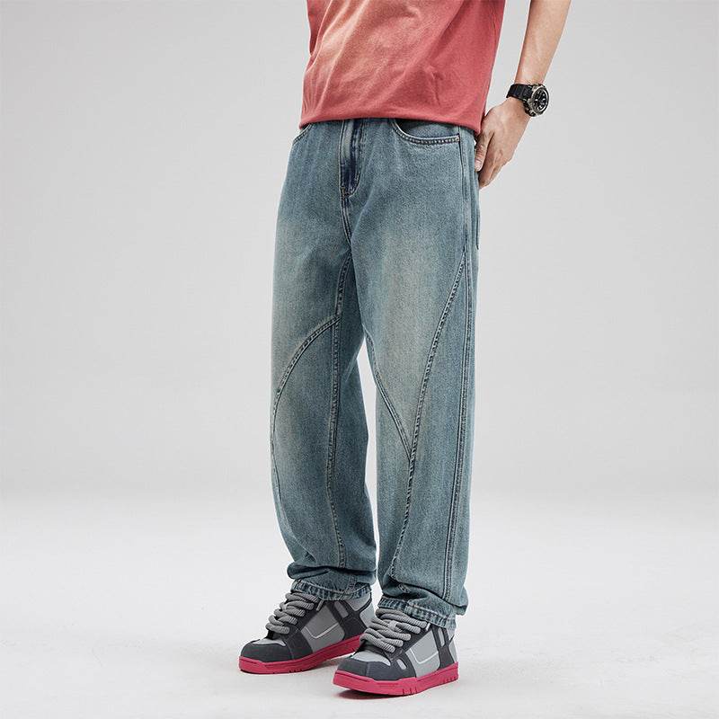 American Retro Fashion Stitching Jeans Men - DripNation