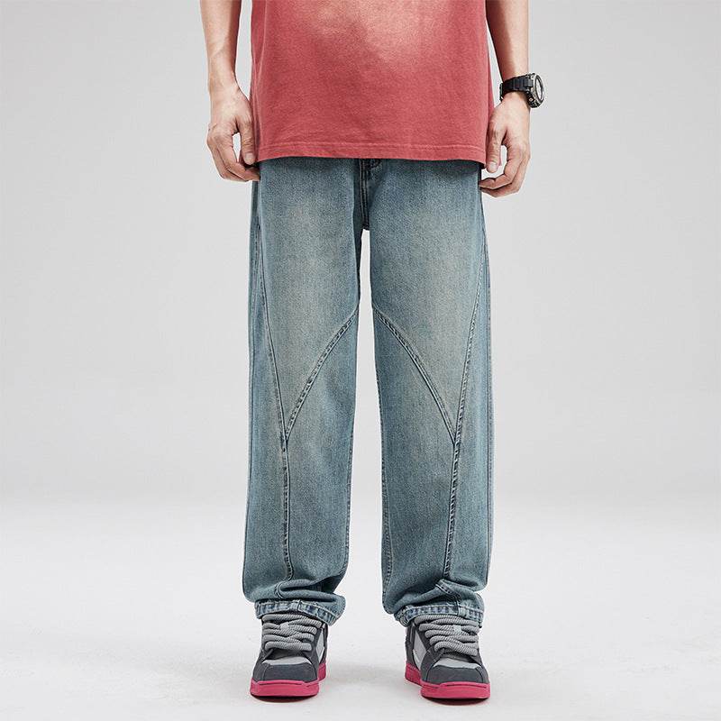 American Retro Fashion Stitching Jeans Men - DripNation