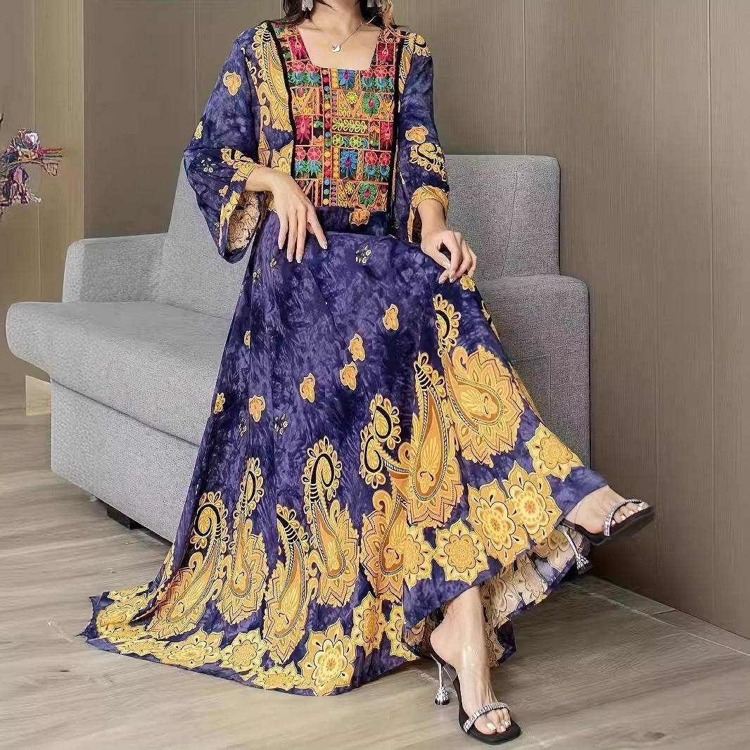 Fashion Personality Female Floral Solid Color Dress - DripNation