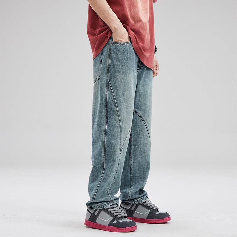 American Retro Fashion Stitching Jeans Men - DripNation