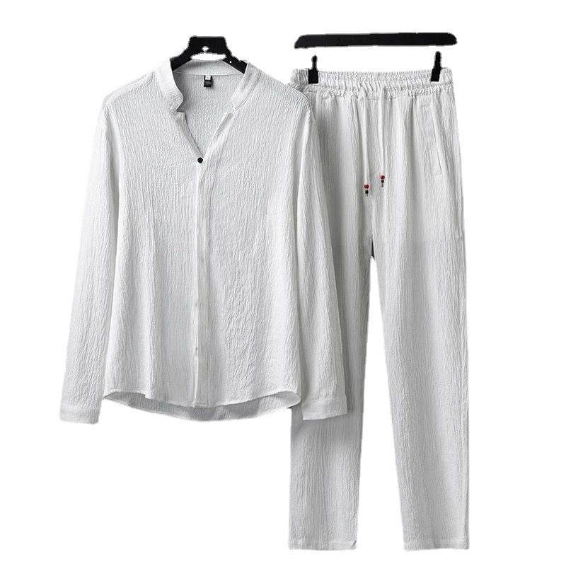 Chinese Style Tang Suit Long Sleeve T-shirt Plus Size Two-piece Suit - DripNation