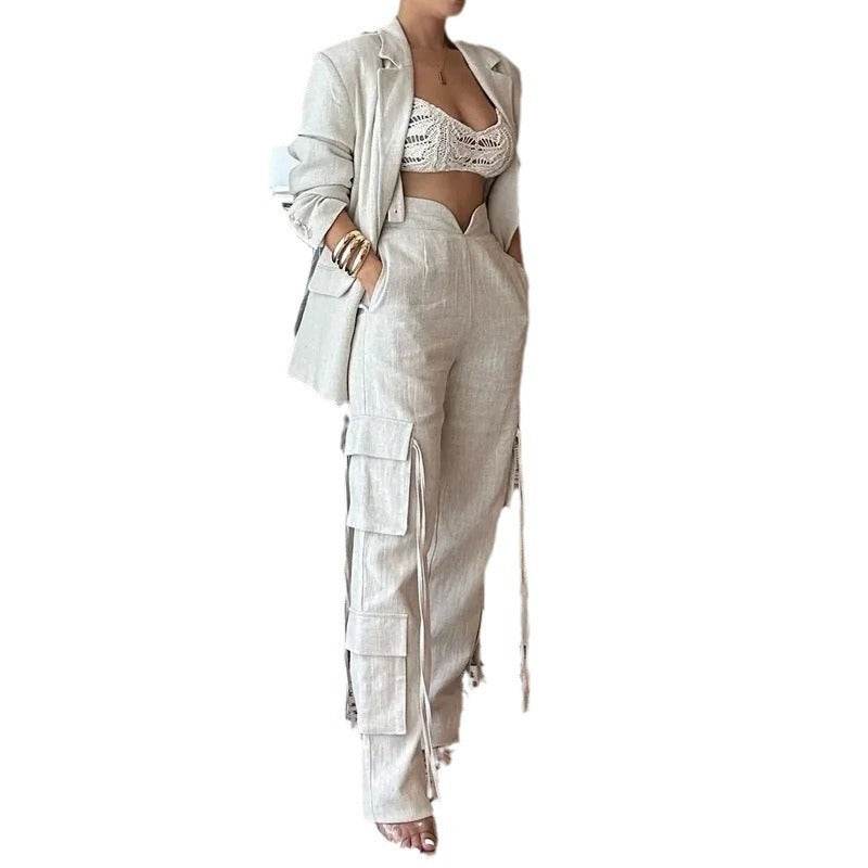 Summer Fashion Street Hot Girl Solid Color Casual Top Suit - DripNation