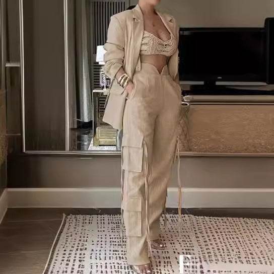 Summer Fashion Street Hot Girl Solid Color Casual Top Suit - DripNation