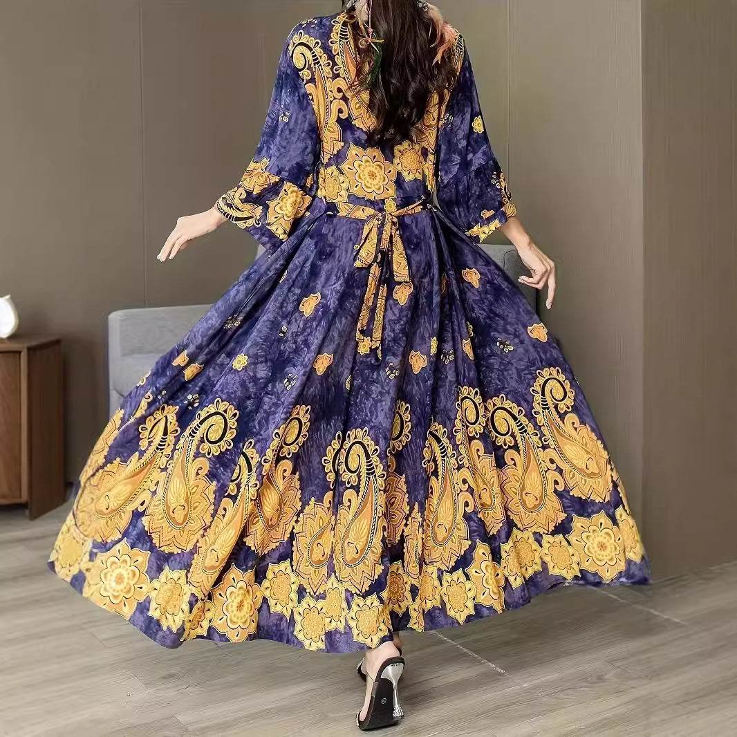 Fashion Personality Female Floral Solid Color Dress - DripNation