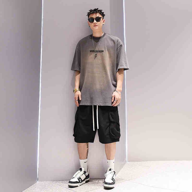 Gradient Washed Fashionable T-shirt Men's Fashion Couple Short Sleeve - DripNation