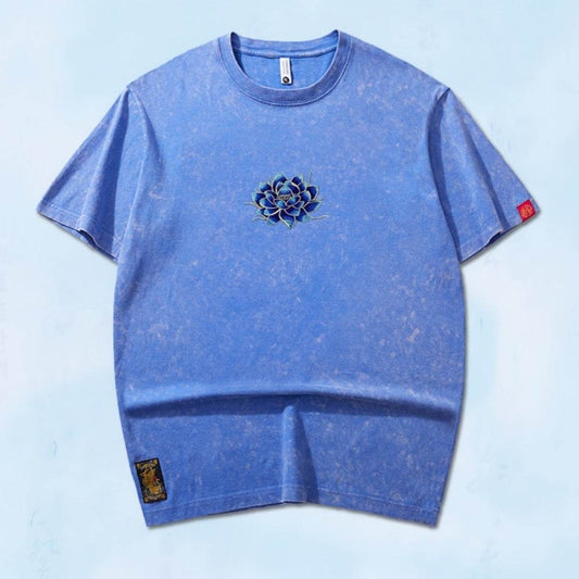 Embroidered Crew Neck Short Sleeve Loose Men's T-shirt - DripNation