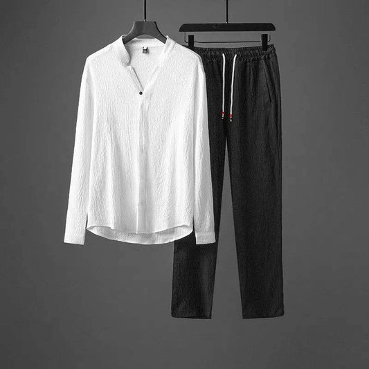 Chinese Style Tang Suit Long Sleeve T-shirt Plus Size Two-piece Suit - DripNation